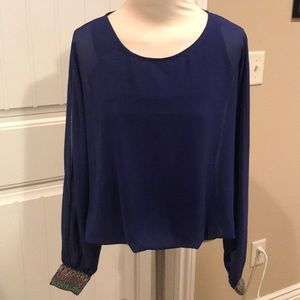 Semi sheer cutout long sleeve top